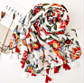 Wild Color Flower Printing Ethnic Style 180X90Cm Cotton Scarf Scarves