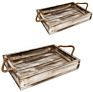 Country Rustic Wood Coffee Tray with Rope Handles/Breakfast Platters/Serving Trays Set of 2