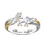 Cute Rainbow Unicorn Jewelry Set Silver Color Children's Necklace Ring Jewelry Sets Cartoon Animal Jewelry Birthday Gifts