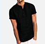 Explosion Style European and American Men's Stand-Up Collar Short Sleeve Linen Shirt