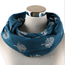 Nice Silver Gold Shimmer Foil Tree Printed Long Scarf Indigo Blue Pretty Print Scarf