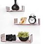 U Shaped Floating Wall Shelves - Rustic Mdf Wall Mounted Display Rack | Multi-Purpose Hanging Shelves