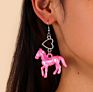 Creative Cartoon Cute Animal Zodiac Acrylic Pony Earrings Jewelry, Acrylic Horse Drop Earrings Girls Ear Hook Pendant Charm Diy