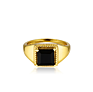 Jewelry Brown Square Black Stone Stainless Steel Gold Plated Ring Gold Plated Gemstone Ring