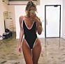 Non-Padded Cups Wrap Front Plunge Neck Swimwear High Cut Cross Back Ladies One Piece Backless Swimsuit