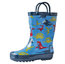 Children Rubber Waterproof Rain Boots with Easy on Handles Non-Slip Carton Printed Rain Shoes for Toddler and Kids
