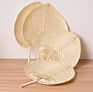 Z846 Traditional Chinese Craft Wedding Gifts Peach Wicker Natural Color Palm Fans Handmade Palm Leaves Hand Fan
