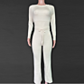 Women Knitted Sportwear Backless Pullover Sweater 2 Piece Pant Suits