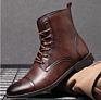 Autumn and Martin Boots Big Size Pointed Retro Leather Boots High Top British Casual Men's Shoes