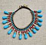 Bohemian Ethnic Wind Hand-Woven Bells Water Drop Bracelet Retro Copper Beads Turquoise Beach Anklet Female