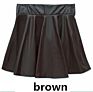 High Waist Faux Leather Skirt Women Pleated Sun Skirt Young Girl Lady Leather Skirt