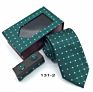 Neck Tie Clip Gift Set Pocket Square Cufflinks Tie and Handkerchief Set