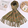 Simple Plaid Scarf for Autumn/ Women's Long Fringe Warm and Thick Cashmere Scarf