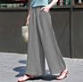 Spring Women's Cotton Linen Casual Long Pants High Waist Wide Leg Plain All Match Pant B13901X