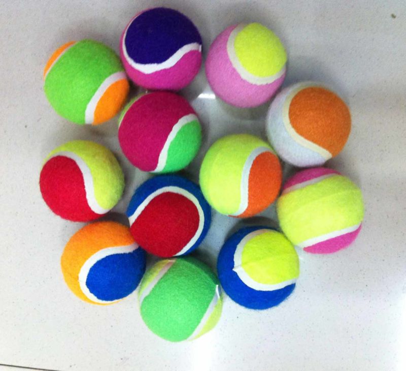 Stock Assorted Color 2.5" Pet Tennis Ball Eco Friendly Soft Natural Rubber Tennis Ball Stuffed Pet Dog Toy