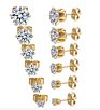 316L Stainless Steel 18K Gold Plated round Cubic Zirconia Cz Stud Earrings for Women Jewelry