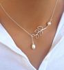 Multi Layer Gold Plated Long Bar Pendant Pearl Necklace for Women Jewelry