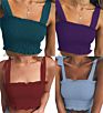 Women's Frill Smocked Crop Tank Top Bow Tie Strap Shoulder Bandeau Stretch Tube Top
