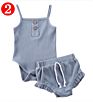 Baby Ribbed Set Sleeveless Vest Rompers + Shorts 2Pcs Outfit Solid Color