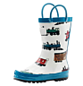 Children Rubber Waterproof Rain Boots with Easy on Handles Non-Slip Carton Printed Rain Shoes for Toddler and Kids