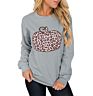 Tkop1959 Fall/ Women's round Neck Halloween Pumpkin Leopard Print Long Sleeve Women Sweatshirt