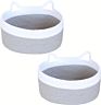 2 Pack Cute Small Cat Ear Empty Gift Basket for Shelf Cotton Woven Rope Basket for Baby Room Storage