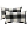 Black and White Farmhouse Decorative Square Checkers Throw Pillow Covers 18X18 Inches Buffalo Check Plaid Cushion Cover