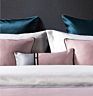 A Grade Luxury Pink Grey Spliced Series Polyester Embroidery 6 in 1 Bed Runner Waist Cushion Cover Decor Set