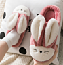 Cute Couples Warm Indoor Hair Slippers Home Plush Animal Rabbit Cartoon Slippers