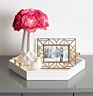 Hexagon Decorative Tray with Polished Metal Handles