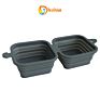 Elevated Foldable Silicone Raised Portable Water Travel Slow Feed Food Collapsible Dog Double Bowl