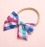 plaid bow knot headbands for baby