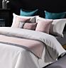 A Grade Luxury Pink Grey Spliced Series Polyester Embroidery 6 in 1 Bed Runner Waist Cushion Cover Decor Set