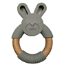 Mzl Cartoon Image Organic Silicone Bunny Teethers with Wood Ring