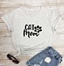 Women's Cat Mom Letter T-Shirt O-Neck Casual Shirt Oversized Loose Print T-Shirt