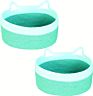 2 Pack Cute Small Cat Ear Empty Gift Basket for Shelf Cotton Woven Rope Basket for Baby Room Storage