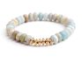 6/8/10Mm Raw Amazonite round Abacus Beads Stone Bracelet Gold Leaf Silver Cross Bracelet