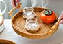 Green Hand Woven Picnic Basket Bread Fruit Snack Cane Woven Living Room Table Top Basket