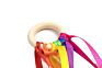 Montessori Develop Color Recognition Fidget Autism Sensory Toys Rainbow Hand Kite Wooden Ribbon Rings for Baby Newborns