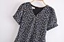 Black Color V Neck Short Sleeve Little Floral Print Women Cute Mini Dress