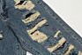 Mens Pantalones Jeans Straight Leg Dark Blue Ripped Denim Jeans for Men