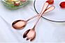 2Pcs Wholesales Creative Gold Stainless Steel Unique Serving Spoon Fork Scoop Salad Tableware Sets