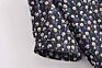 Black Color V Neck Short Sleeve Little Floral Print Women Cute Mini Dress
