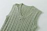 Preppy Style V Neck Knitted Sleeveless Sweater Women Casual Solid Color Twist Vest