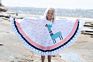 Kids Print Stripes 100% Cotton Hooded Beach Poncho Towel with Tassel