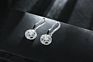 Korean Style S925 Hollow Diamond Cz Hook Earrings 925 Sterling Silver round Cubic Zircon Drop Earrings for Wedding