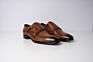 Made in Italy Double Monk in Brandy Color Patina Full Leather Handmade Men Shoes