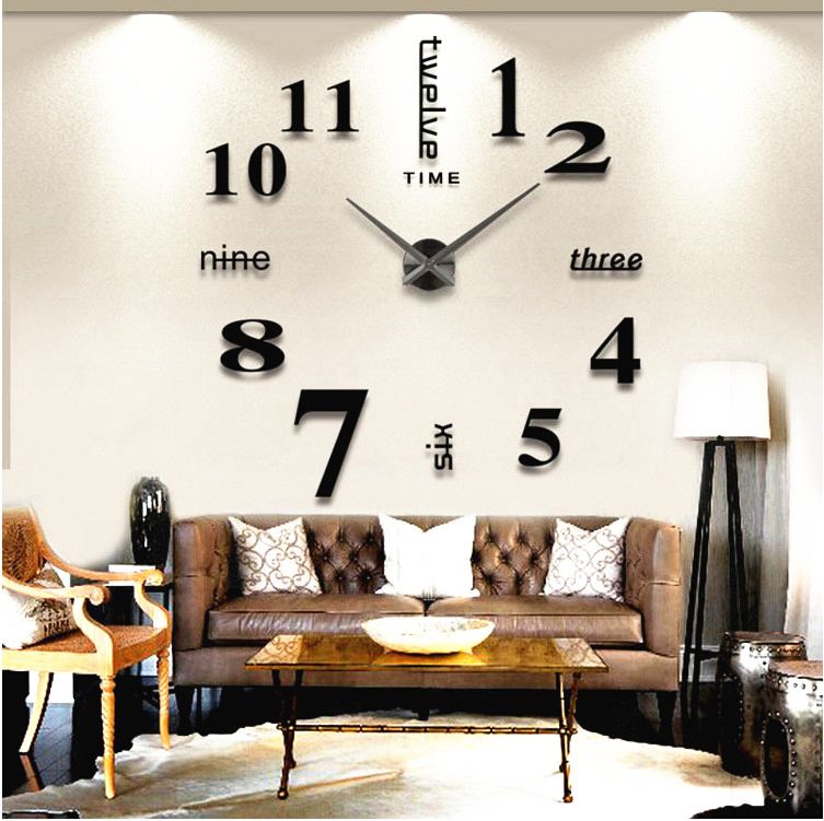 Novelty Modern Design Luxury Large Decorative Golden Wall Clock Diy 3D Mirror Home Decor