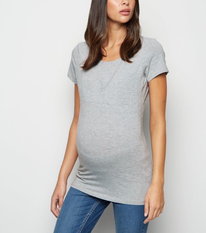 Maternity Grey Nursing Bamboo Comfortable Tshirt Specifically for Pregnant Women