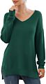 Pattern Sweater Side Split Design Long-Sleeved V-Neck Pullover Ladies Sweater